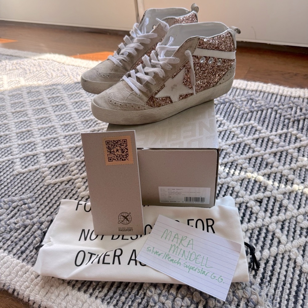 Golden Goose Pink Glitter / Suede / Pearl Sneakers - 36 - Picture 5 of 12